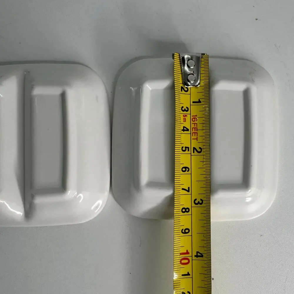 Set of 2 Vintage Melamine White Floral Trinket Ring Dishes